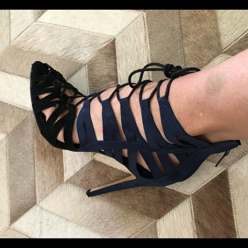 Zara blue and black suede heels size 10